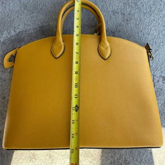 FLOTO MUSTARD YELLOW ITALIAN LEATHER SATCHEL - Picture 6 of 10